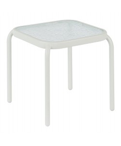 ΤΡΑΠΕΖΑΚΙ ΕΞ.ΧΩΡΟΥ ΤΕΤΡΑΓΩΝΟ DIDO HM5975.02 ΛΕΥΚΟ ΜΕΤΑΛΛΟ-ΓΥΑΛΙ 40x40x40Υεκ