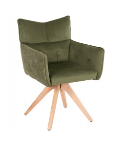 ΠΟΛΥΘΡΟΝΑ ΤΡΑΠΕΖΑΡΙΑΣ QUILL HM9843.05 ΠΡΑΣΙΝΟ ΥΦΑΣΜΑ-ΞΥΛΟ ΟΞΙΑΣ ΠΟΔΙΑ 61x57,5x91Υεκ.