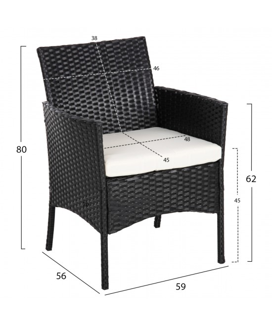 ΣΕΤ ΣΑΛΟΝΙ 4ΤΜΧ STASIA HM6089.04 ΣΥΝΘ.RATTAN ΜΑΥΡΟ-ΜΠΕΖ ΜΑΞΙΛΑΡΙΑ