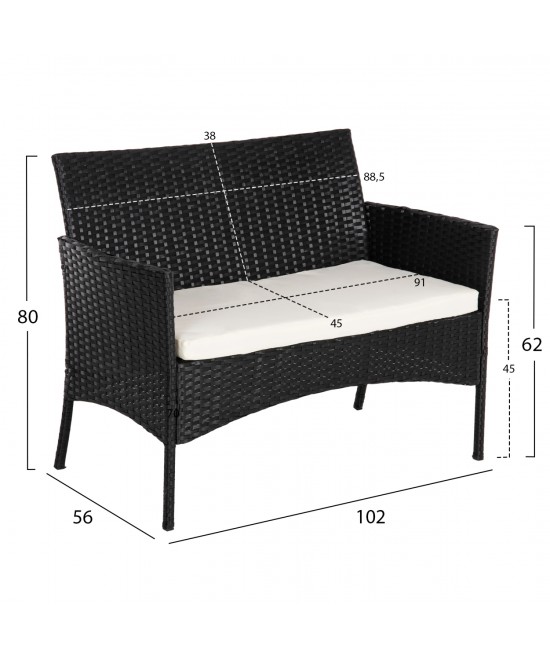 ΣΕΤ ΣΑΛΟΝΙ 4ΤΜΧ STASIA HM6089.04 ΣΥΝΘ.RATTAN ΜΑΥΡΟ-ΜΠΕΖ ΜΑΞΙΛΑΡΙΑ