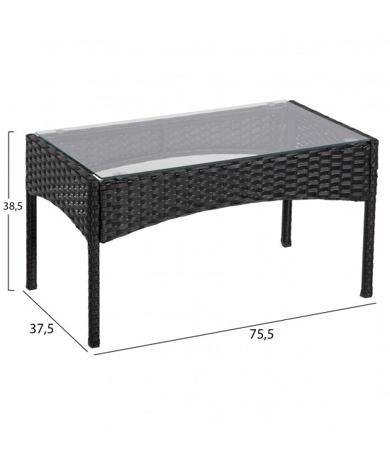 ΣΕΤ ΣΑΛΟΝΙ 4ΤΜΧ STASIA HM6089.04 ΣΥΝΘ.RATTAN ΜΑΥΡΟ-ΜΠΕΖ ΜΑΞΙΛΑΡΙΑ