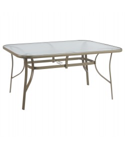 ΤΡΑΠΕΖΙ BRUNO 160Χ90Χ72Υεκ. ΜΕΤΑΛΛΙΚΟ ΣΑΜΠΑΝΙ ΜΕ ΓΥΑΛΙΝΗ ΕΠΙΦΑΝΕΙΑ HM5074.04