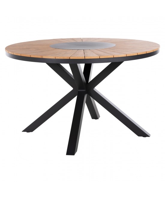 ΤΡΑΠΕΖΙ ΣΤΡΟΓΓΥΛΟ ΕΞ.ΧΩΡΟΥ MORIL HM6041.01 ΑΛΟΥΜΙΝΙΟ ΑΝΘΡΑΚΙ-POLYWOOD ΦΥΣΙΚΟ Φ120εκ.