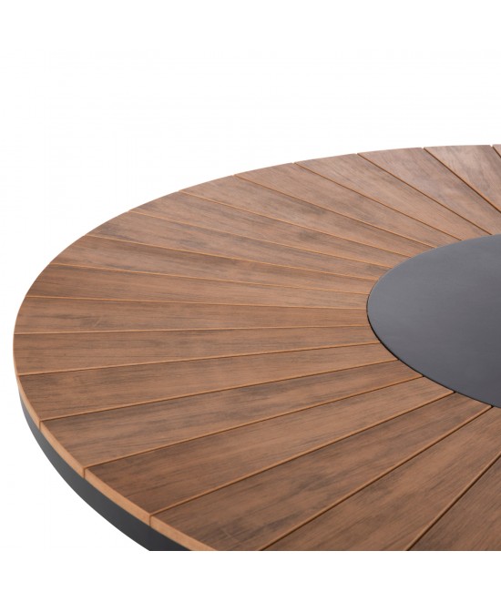 ΤΡΑΠΕΖΙ ΣΤΡΟΓΓΥΛΟ ΕΞ.ΧΩΡΟΥ MORIL HM6041.01 ΑΛΟΥΜΙΝΙΟ ΑΝΘΡΑΚΙ-POLYWOOD ΦΥΣΙΚΟ Φ120εκ.