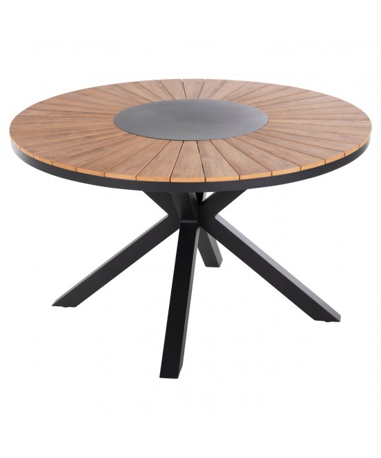 ΤΡΑΠΕΖΙ ΣΤΡΟΓΓΥΛΟ ΕΞ.ΧΩΡΟΥ MORIL HM6041.01 ΑΛΟΥΜΙΝΙΟ ΑΝΘΡΑΚΙ-POLYWOOD ΦΥΣΙΚΟ Φ120εκ.