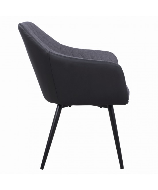 ΠΟΛΥΘΡΟΝΑΚΙ CHARLES HM8522.01 ΜΕ ΥΦΑΣΜΑ ΣΚΟΥΡΟ ΓΚΡΙ PU ΜΑΥΡΟ 57x63x83Υ εκ.