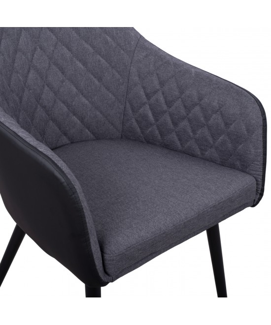 ΠΟΛΥΘΡΟΝΑΚΙ CHARLES HM8522.01 ΜΕ ΥΦΑΣΜΑ ΣΚΟΥΡΟ ΓΚΡΙ PU ΜΑΥΡΟ 57x63x83Υ εκ.