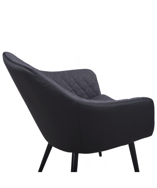 ΠΟΛΥΘΡΟΝΑΚΙ CHARLES HM8522.01 ΜΕ ΥΦΑΣΜΑ ΣΚΟΥΡΟ ΓΚΡΙ PU ΜΑΥΡΟ 57x63x83Υ εκ.