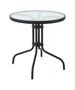 ΤΡΑΠΕΖΙ ΣΤΡΟΓΓΥΛΟ LIMA HM5146.03 ΜΕΤΑΛΛΙΚΟ ΜΑΥΡΟ ΜΕ ΓΥΑΛΙΝΗ ΕΠΙΦΑΝΕΙΑ Φ70Χ70Υεκ.