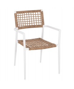 ΠΟΛΥΘΡΟΝΑ TRILAN HM6044.01 ΑΛΟΥΜΙΝΙΟ ΛΕΥΚΟ ΜΕ ΣΥΝΘΕΤΙΚΟ RATTAN ΦΥΣΙΚΟ 55,5x55x84Υεκ.