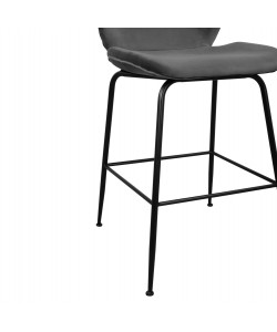 ΣΚΑΜΠΟ ΜΕΣΑΙΟΥ ΥΨΟΥΣ NORA HM8524.01 ΒΕΛΟΥΔΟ ΓΚΡΙ & ΜΑΥΡΟ ΜΕΤΑΛΛΙΚΟ ΣΚΕΛΕΤΟ 48x61x103Υ εκ.