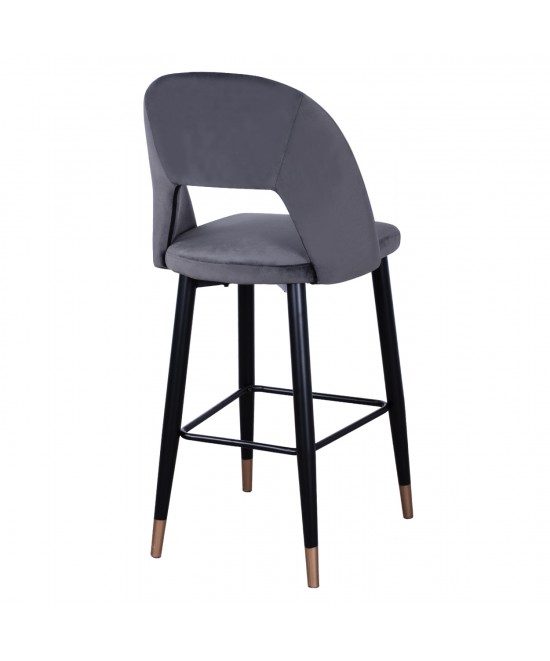 ΣΚΑΜΠΟ ΜΠΑΡ HARPER HM8526.01 ΒΕΛΟΥΔΟ ΓΚΡΙ ΜΕ ΜΕΤΑΛΛΙΚΟ ΣΚΕΛΕΤΟ 50Χ51Χ111Υ εκ.