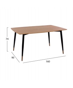 ΤΡΑΠΕΖΙ JOLIE ΡΟΥΣΤΙΚ ΜΕ ΦΥΣΙΚΗ ΕΠΙΦΑΝΕΙΑ ΜΕ ΜΕΤΑΛΙΚΑ ΠΟΔΙΑ ΜΑΥΡΟ ΜΑΤ  HM8554.01 160x90x74Υ εκ.