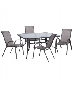 ΣΕΤ ΤΡΑΠΕΖΑΡΙΑΣ 5ΤΜΧ HM5201.01 ΓΚΡΙ ΜΕΤΑΛΛΙΚΟ ΜΕ 4 ΚΑΡΕΚΛΕΣ & ΤΡΑΠΕΖΙ 150Χ90