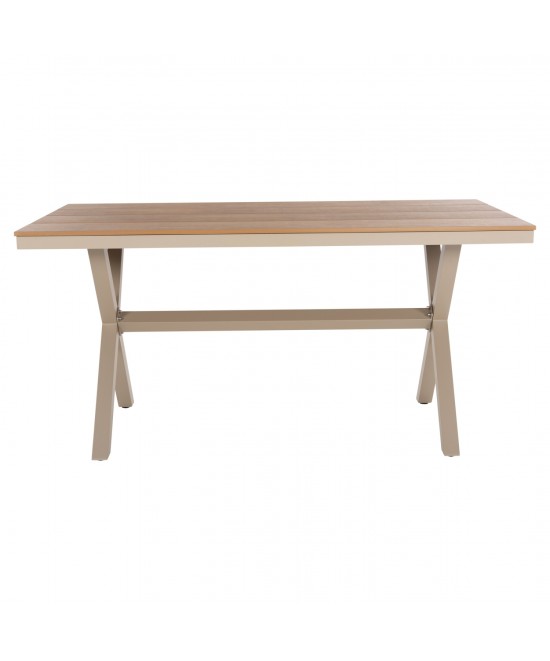 ΤΡΑΠΕΖΙ ΑΛΟΥΜΙΝΙΟΥ ΟΡΘΟΓΩΝΙΟ TAWNEE HM6037.04 ΣΑΜΠΑΝΙ-POLYWOOD ΦΥΣΙΚΟ 150x89,5x73Υ