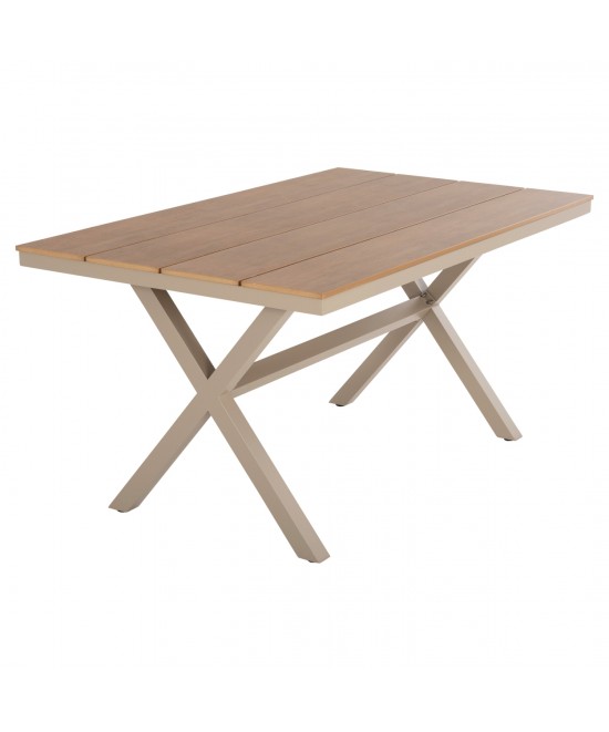 ΤΡΑΠΕΖΙ ΑΛΟΥΜΙΝΙΟΥ ΟΡΘΟΓΩΝΙΟ TAWNEE HM6037.04 ΣΑΜΠΑΝΙ-POLYWOOD ΦΥΣΙΚΟ 150x89,5x73Υ