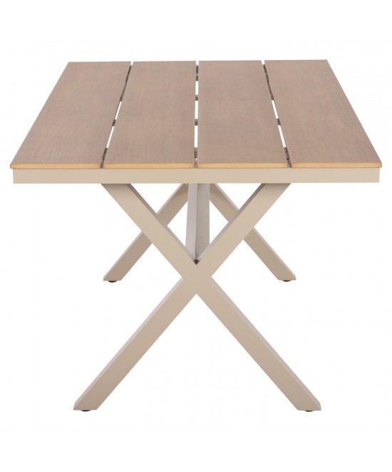 ΤΡΑΠΕΖΙ ΑΛΟΥΜΙΝΙΟΥ ΟΡΘΟΓΩΝΙΟ TAWNEE HM6037.04 ΣΑΜΠΑΝΙ-POLYWOOD ΦΥΣΙΚΟ 150x89,5x73Υ