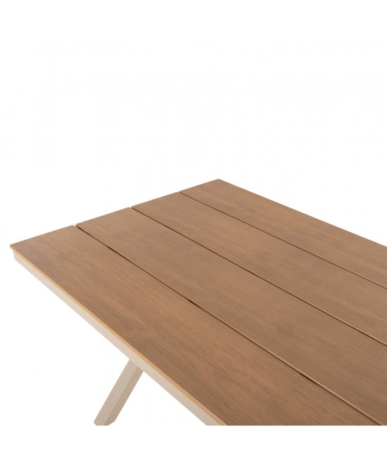 ΤΡΑΠΕΖΙ ΑΛΟΥΜΙΝΙΟΥ ΟΡΘΟΓΩΝΙΟ TAWNEE HM6037.04 ΣΑΜΠΑΝΙ-POLYWOOD ΦΥΣΙΚΟ 150x89,5x73Υ