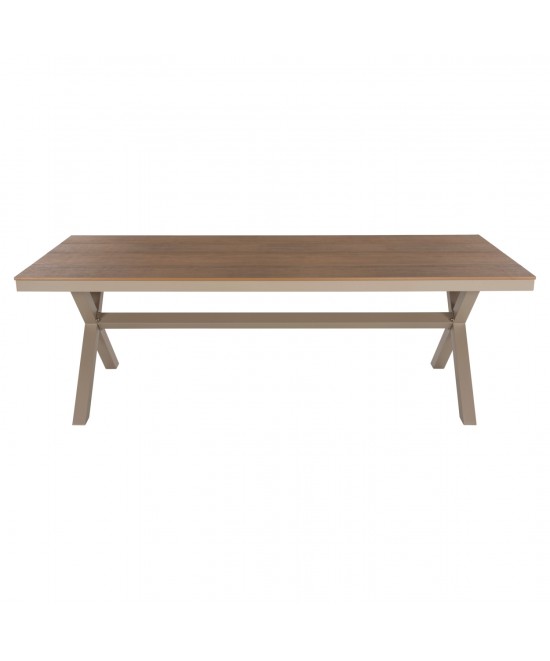 ΤΡΑΠΕΖΙ ΑΛΟΥΜΙΝΙΟΥ ΟΡΘΟΓΩΝΙΟ TAWNEE HM6039.04 ΣΑΜΠΑΝΙ-POLYWOOD ΦΥΣΙΚΟ 219,5x89,5x73Υ