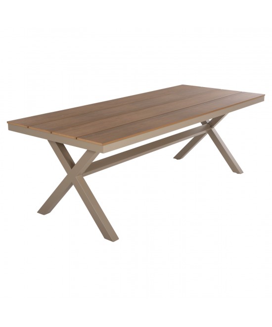 ΤΡΑΠΕΖΙ ΑΛΟΥΜΙΝΙΟΥ ΟΡΘΟΓΩΝΙΟ TAWNEE HM6039.04 ΣΑΜΠΑΝΙ-POLYWOOD ΦΥΣΙΚΟ 219,5x89,5x73Υ