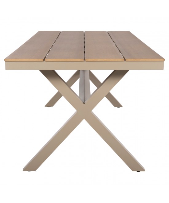 ΤΡΑΠΕΖΙ ΑΛΟΥΜΙΝΙΟΥ ΟΡΘΟΓΩΝΙΟ TAWNEE HM6039.04 ΣΑΜΠΑΝΙ-POLYWOOD ΦΥΣΙΚΟ 219,5x89,5x73Υ