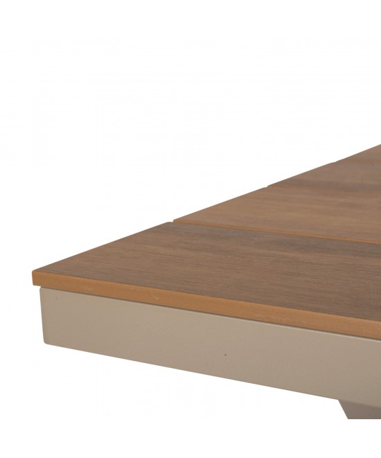 ΤΡΑΠΕΖΙ ΑΛΟΥΜΙΝΙΟΥ ΟΡΘΟΓΩΝΙΟ TAWNEE HM6039.04 ΣΑΜΠΑΝΙ-POLYWOOD ΦΥΣΙΚΟ 219,5x89,5x73Υ
