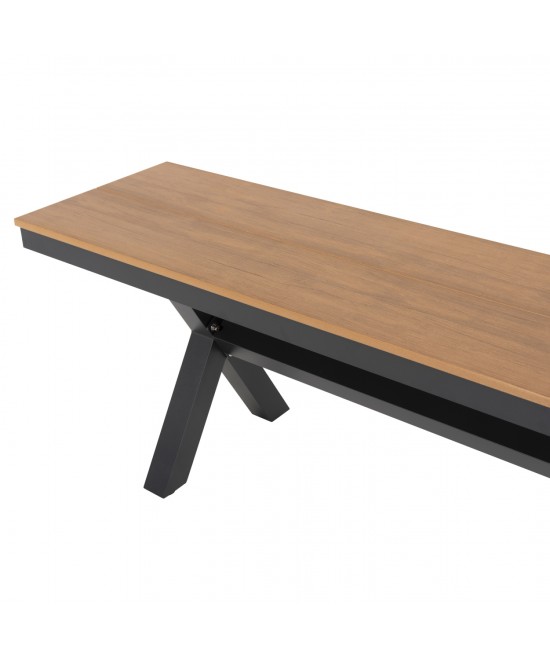ΠΑΓΚΑΚΙ ΑΛΟΥΜΙΝΙΟΥ TAWNEE HM6040.01 ΑΝΘΡΑΚΙ-POLYWOOD ΚΑΘΙΣΜΑ ΦΥΣΙΚΟ 220x36x44,5Υεκ.