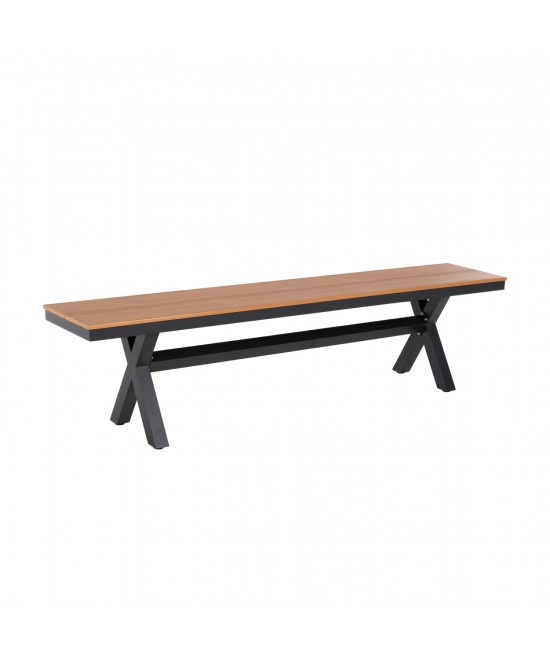 ΠΑΓΚΑΚΙ ΑΛΟΥΜΙΝΙΟΥ TAWNEE HM6040.01 ΑΝΘΡΑΚΙ-POLYWOOD ΚΑΘΙΣΜΑ ΦΥΣΙΚΟ 220x36x44,5Υεκ.