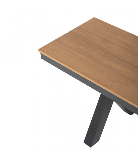 ΠΑΓΚΑΚΙ ΑΛΟΥΜΙΝΙΟΥ TAWNEE HM6040.01 ΑΝΘΡΑΚΙ-POLYWOOD ΚΑΘΙΣΜΑ ΦΥΣΙΚΟ 220x36x44,5Υεκ.