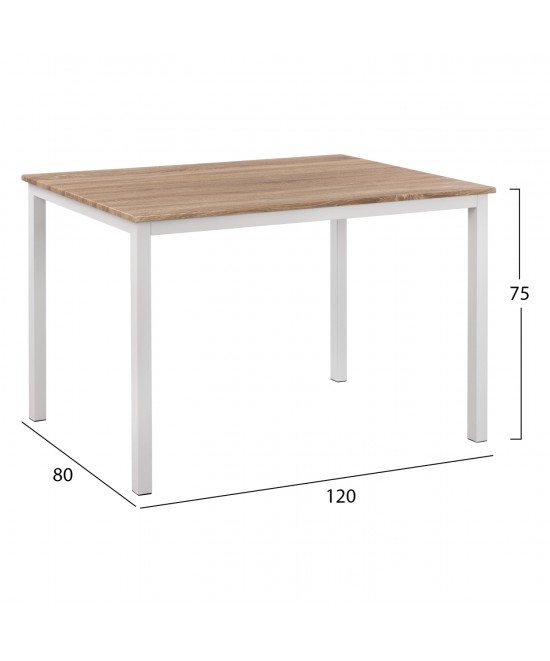 ΤΡΑΠΕΖΙ ΤΡΑΠΕΖΑΡΙΑΣ GOOSE HM9532.02 MDF SONAMA-ΛΕΥΚΟ ΜΕΤΑΛΛΟ 120X80Χ75Yεκ. ΤΡΑΠΕΖΙ ΤΡΑΠΕΖΑΡΙΑΣ GOOSE HM9532.02 MDF SONAMA-ΛΕΥΚΟ ΜΕΤΑΛΛΟ 120X80Χ75Yεκ.