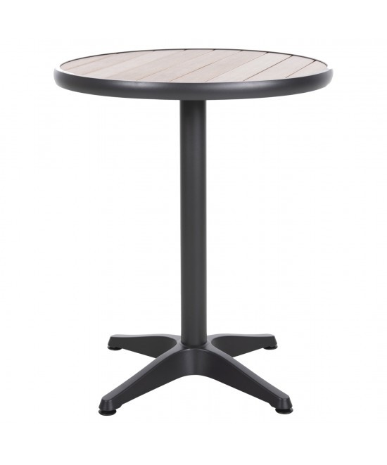 ΤΡΑΠΕΖΙ ΑΛΟΥΜΙΝΙΟΥ ΣΤΡΟΓΓΥΛΟ ALEXA HM6086.01 ΑΝΘΡΑΚΙ-POLYWOOD TOP ΦΥΣΙΚΟ Φ60x73Υεκ.