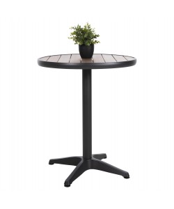 ΤΡΑΠΕΖΙ ΑΛΟΥΜΙΝΙΟΥ ΣΤΡΟΓΓΥΛΟ ALEXA HM6086.01 ΑΝΘΡΑΚΙ-POLYWOOD TOP ΦΥΣΙΚΟ Φ60x73Υεκ.