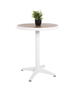 ΤΡΑΠΕΖΙ ΑΛΟΥΜΙΝΙΟΥ ΣΤΡΟΓΓΥΛΟ ALEXA HM6086.02 ΛΕΥΚΟ-POLYWOOD TOP ΦΥΣΙΚΟ Φ60x73Υεκ.