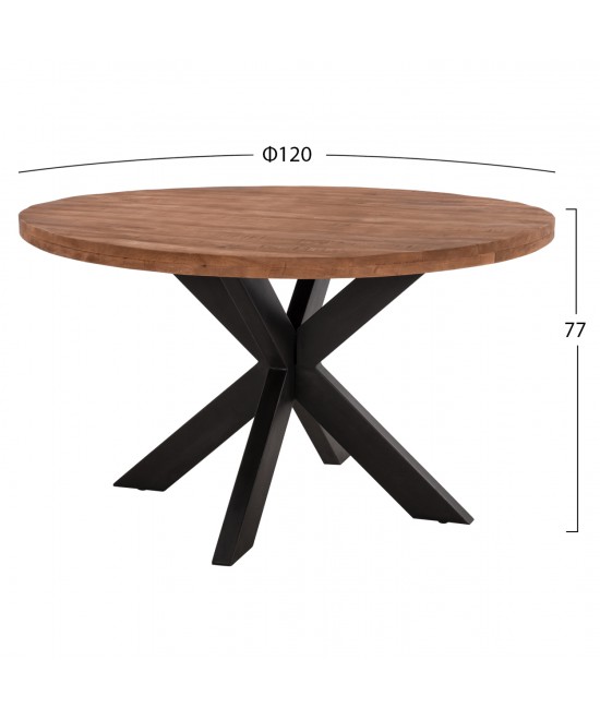 ΤΡΑΠΕΖΙ ΣΤΡΟΓΓΥΛΟ MONTANA SUPERIOR HM9903 4εκ.ΠΑΧΟΣ ΜΑΣΙΦ ΞΥΛΟ ΑΚΑΚΙΑΣ Φ120Χ77Υεκ