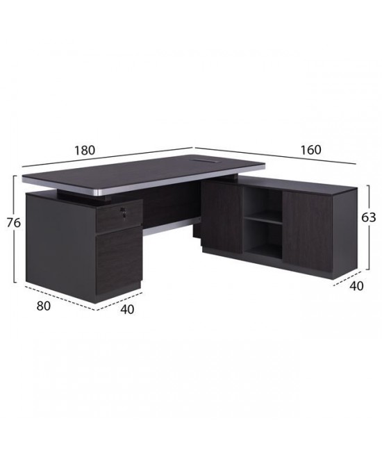 ΕΠΑΓΓΕΛΜΑΤΙΚΟ ΓΡΑΦΕΙΟ ΔΕΞΙΑ ΓΩΝΙΑ HM2092R ROSEWOOD 180X160X76Y εκ.
