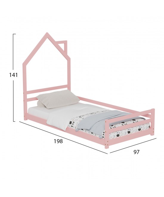 ΚΡΕΒΑΤΙ ΠΑΙΔΙΚΟ HOUSER HM676.06 τ.MONTESSORI ΞΥΛΟ ΠΕΥΚΟ ΡΟΖ- 190x90εκ