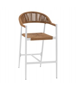 ΣΚΑΜΠΟ BAR ΑΛΟΥΜΙΝΙΟΥ GREGG HM5788.11 ΛΕΥΚΟ-ΜΠΕΖ ΤΗΣ ΑΜΜΟΥ ΣΥΝΘ.RATTAN 55x57x106Υεκ.