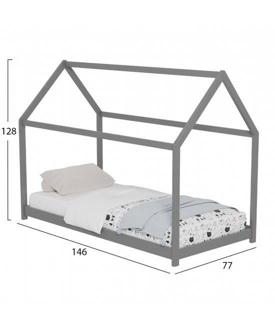 ΚΡΕΒΑΤΙ ΠΑΙΔΙΚΟ PEPE HM678.05 τ.MONTESSORI ΞΥΛΟ ΠΕΥΚΟ ΓΚΡΙ- 140x70εκ