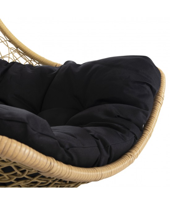 ΚΡΕΜΑΣΤΗ ΠΟΛΥΘΡΟΝΑ ΦΩΛΙΑ MILLIE HM5996.04 ΜΕΤΑΛΛΟ ΜΑΥΡΟ-ΣΥΝΘ.RATTAN ΜΠΕΖ Φ95x195Υεκ.