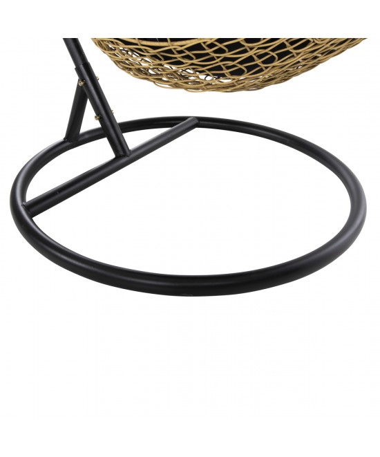 ΚΡΕΜΑΣΤΗ ΠΟΛΥΘΡΟΝΑ ΦΩΛΙΑ MILLIE HM5996.04 ΜΕΤΑΛΛΟ ΜΑΥΡΟ-ΣΥΝΘ.RATTAN ΜΠΕΖ Φ95x195Υεκ.