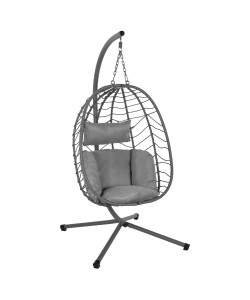 ΚΡΕΜΑΣΤΗ ΠΟΛΥΘΡΟΝΑ ΦΩΛΙΑ MILLIE HM5997.10 ΜΕΤΑΛΛΟ-ΣΥΝΘ.RATTAN ΓΚΡΙ 90x75x190Υεκ.