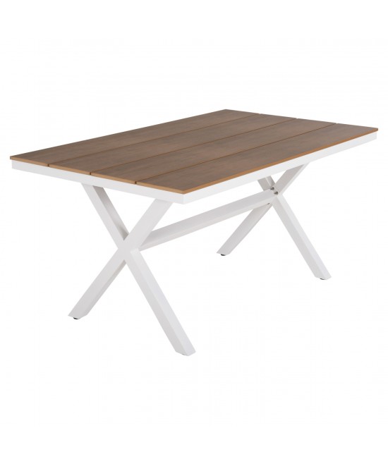 ΤΡΑΠΕΖΙ ΑΛΟΥΜΙΝΙΟΥ ΟΡΘΟΓΩΝΙΟ TAWNEE HM6037.02 ΛΕΥΚΟ-POLYWOOD ΦΥΣΙΚΟ 150x89,5x73Υεκ