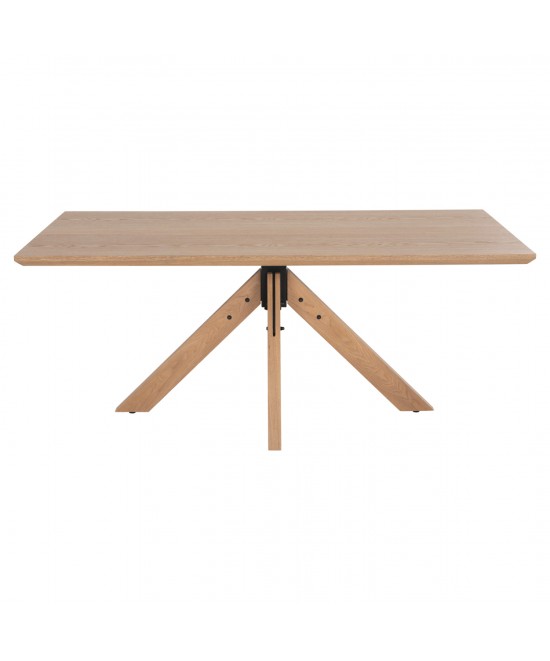 ΤΡΑΠΕΖΙ PAOLO HM9853 MDF ΜΕ ΚΑΠΛΑΜΑ ΦΡΑΞΙΝΟΥ-ΠΟΔΙΑ RUBBERWOOD-ΦΥΣΙΚΟ 180x90x75Yεκ