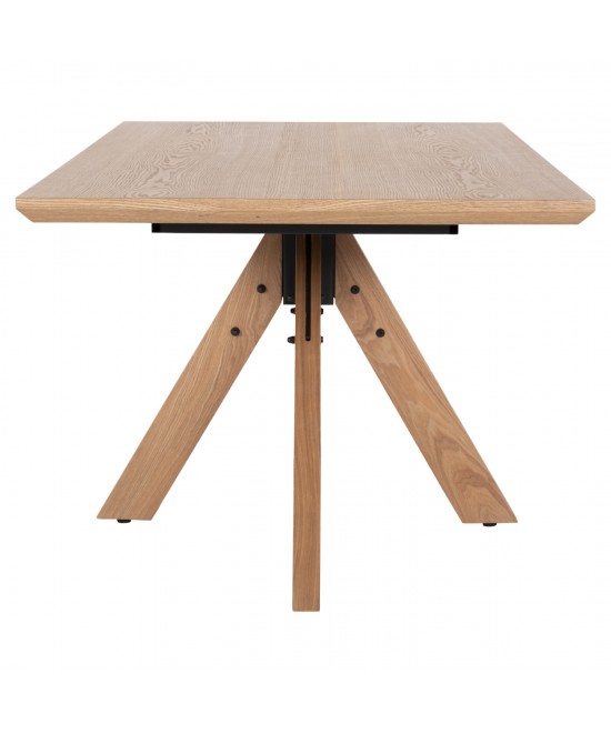 ΤΡΑΠΕΖΙ PAOLO HM9853 MDF ΜΕ ΚΑΠΛΑΜΑ ΦΡΑΞΙΝΟΥ-ΠΟΔΙΑ RUBBERWOOD-ΦΥΣΙΚΟ 180x90x75Yεκ