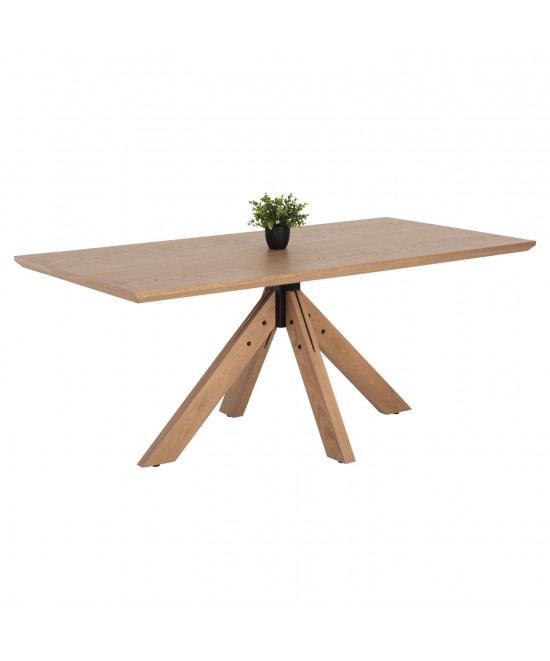 ΤΡΑΠΕΖΙ PAOLO HM9853 MDF ΜΕ ΚΑΠΛΑΜΑ ΦΡΑΞΙΝΟΥ-ΠΟΔΙΑ RUBBERWOOD-ΦΥΣΙΚΟ 180x90x75Yεκ