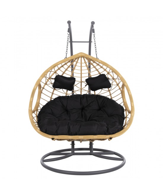 ΔΙΠΛΗ ΚΡΕΜΑΣΤΗ ΦΩΛΙΑ ME ΥΠΟΠΟΔΙΟ GRACIE HM5754.02 ΜΠΕΖ ΣΥΝΘ.RATTAN-ΓΚΡΙ ΜΕΤΑΛ.ΣΚΕΛΕΤΟΣ Φ120x200Υεκ