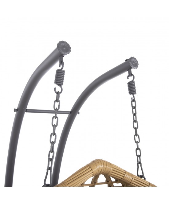 ΔΙΠΛΗ ΚΡΕΜΑΣΤΗ ΦΩΛΙΑ ME ΥΠΟΠΟΔΙΟ GRACIE HM5754.02 ΜΠΕΖ ΣΥΝΘ.RATTAN-ΓΚΡΙ ΜΕΤΑΛ.ΣΚΕΛΕΤΟΣ Φ120x200Υεκ