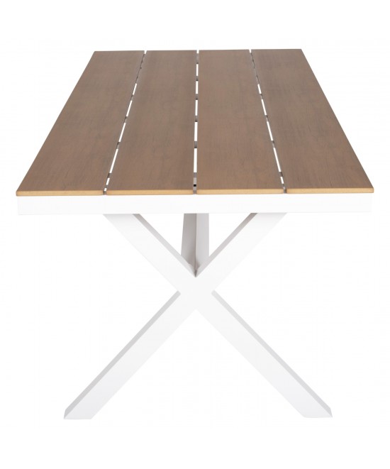 ΤΡΑΠΕΖΙ ΑΛΟΥΜΙΝΙΟΥ ΟΡΘΟΓΩΝΙΟ TAWNEE HM6039.02 ΛΕΥΚΟ-POLYWOOD ΦΥΣΙΚΟ 219,5x89,5x73Υ