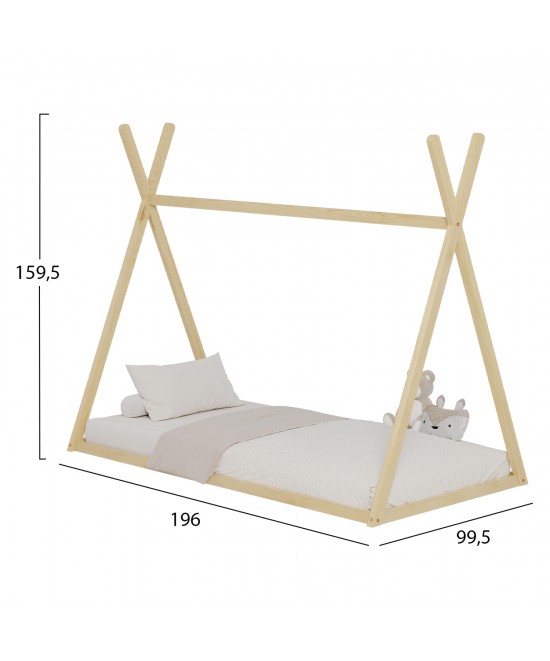 ΚΡΕΒΑΤΙ ΠΑΙΔΙΚΟ MUNK HM681.01 τ.MONTESSORI ΜΑΣΙΦ ΞΥΛΟ ΠΕΥΚΟΥ ΦΥΣΙΚΟ- 190x90εκ