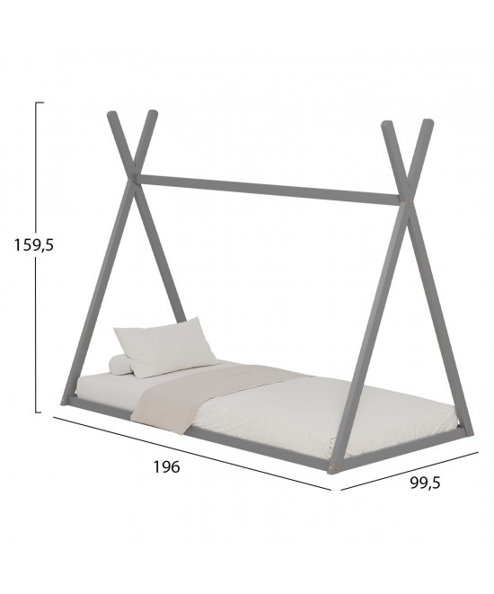 ΚΡΕΒΑΤΙ ΠΑΙΔΙΚΟ MUNK HM681.05 τ.MONTESSORI ΜΑΣΙΦ ΞΥΛΟ ΠΕΥΚΟΥ ΓΚΡΙ- 190x90εκ